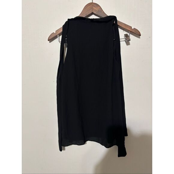 Moa Moa Women's Size Small Black Neck Tie Sleeveless Tank Top Shirt - Picture 5 of 5